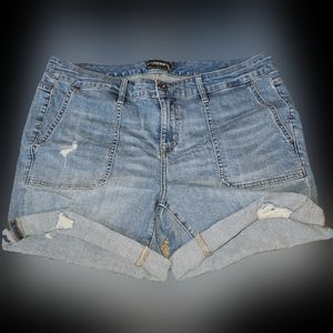 Ripped, cargo Jean shorts